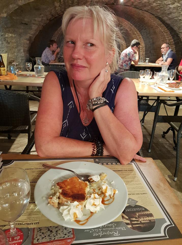 Sharon eating pudding