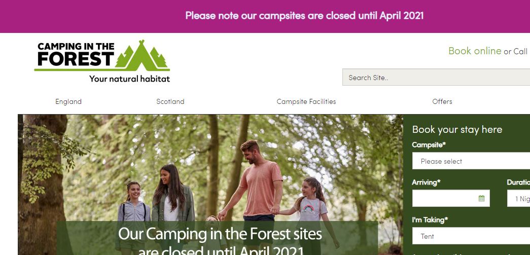 Camping in the Forest sites closed